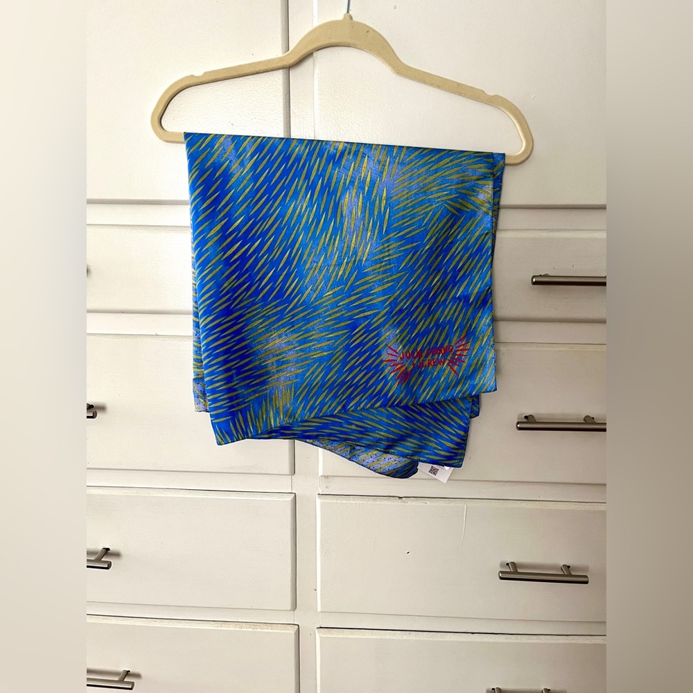 J Crew Italian silk scarf in blue red green one size